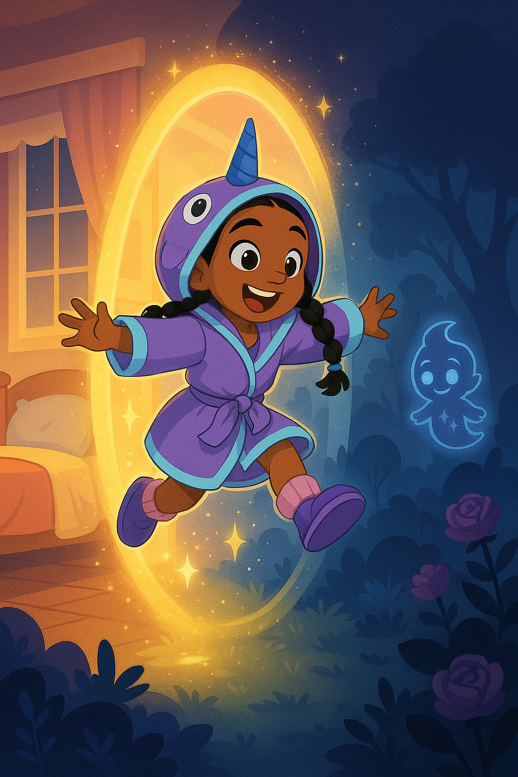 Zara jumping into the dream world